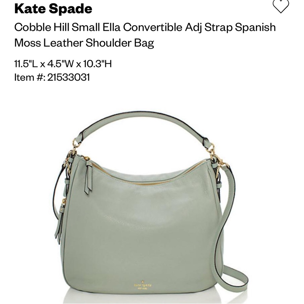 Kate Spade Cobble Hill Small Ella Satchel in Spanish Moss